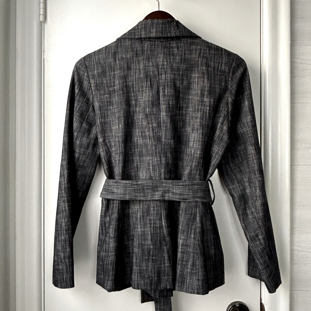 SANDRO Stretch Cotton Double-Breasted Belted Jacket